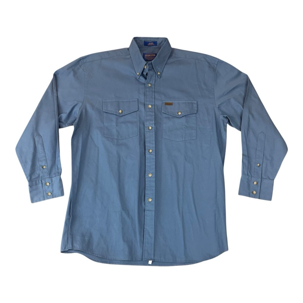 Pendleton Shirt Mens Medium Blue Cotton Button Up Long Sleeve Work Rodeo Horse